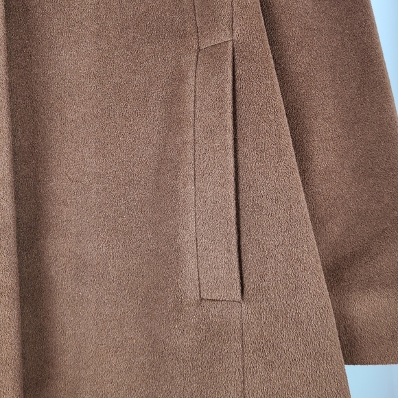 Jones New York brown angora & wool blend vintage long line pea coat, size 16 1/2 - Picture 3 of 12